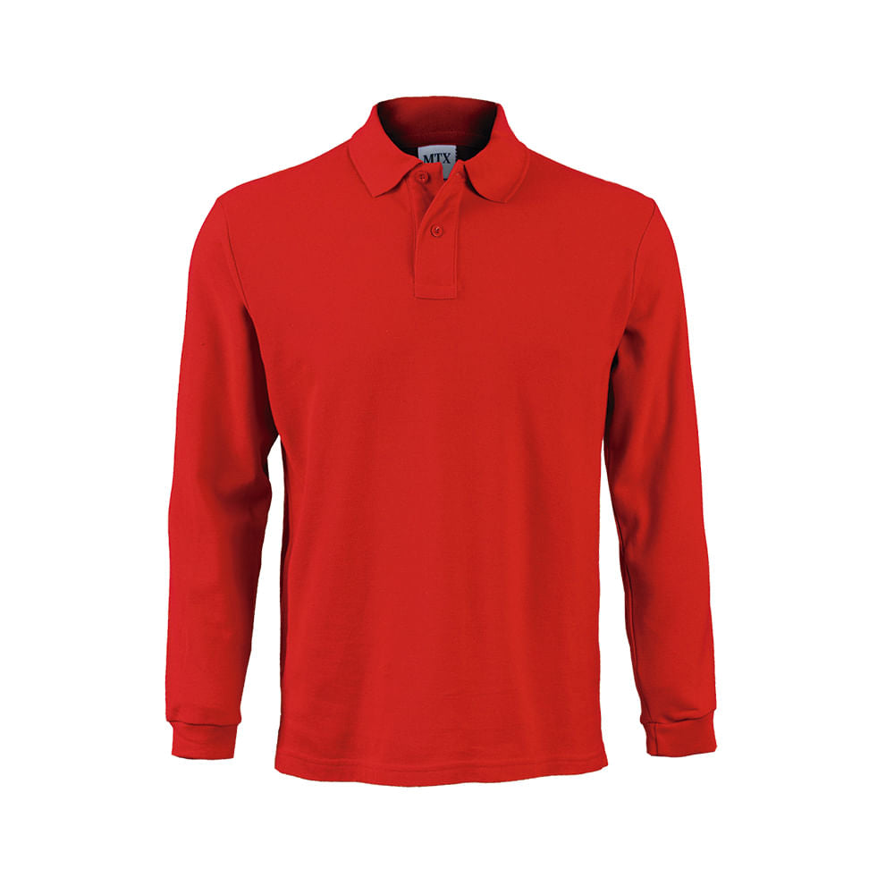 Polera Maritex Pique Manga Larga Mtx Rojo