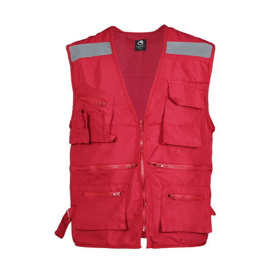 Chaleco de seguridad Black Wolf Geologo Poplin con Reflectante Rojo