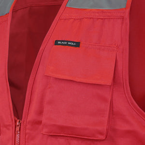 Chaleco Geólogo Black Wolf Gabardina con Cinta Reflectante Rojo