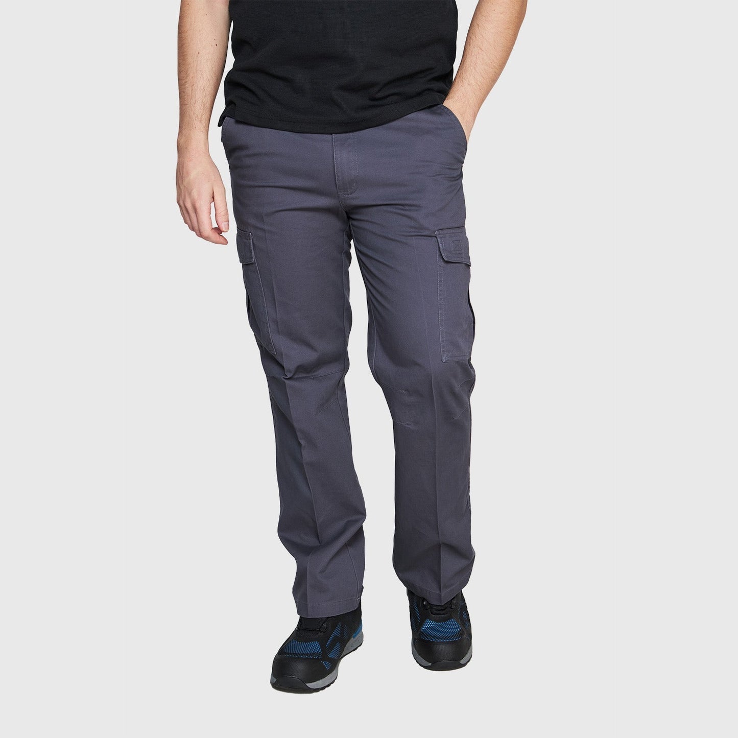 Pantalon Gabardina Cargo Algodon Gris
