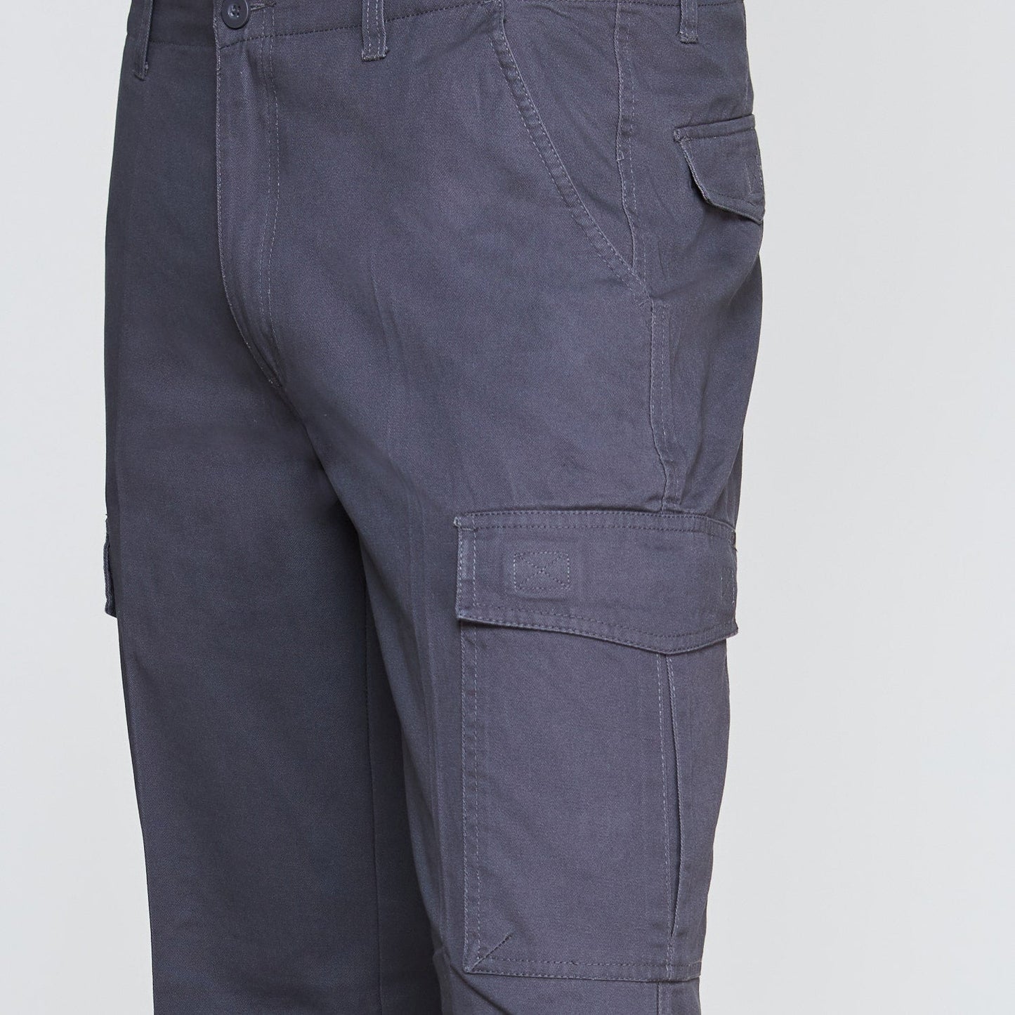 Pantalon Gabardina Cargo Algodon Gris