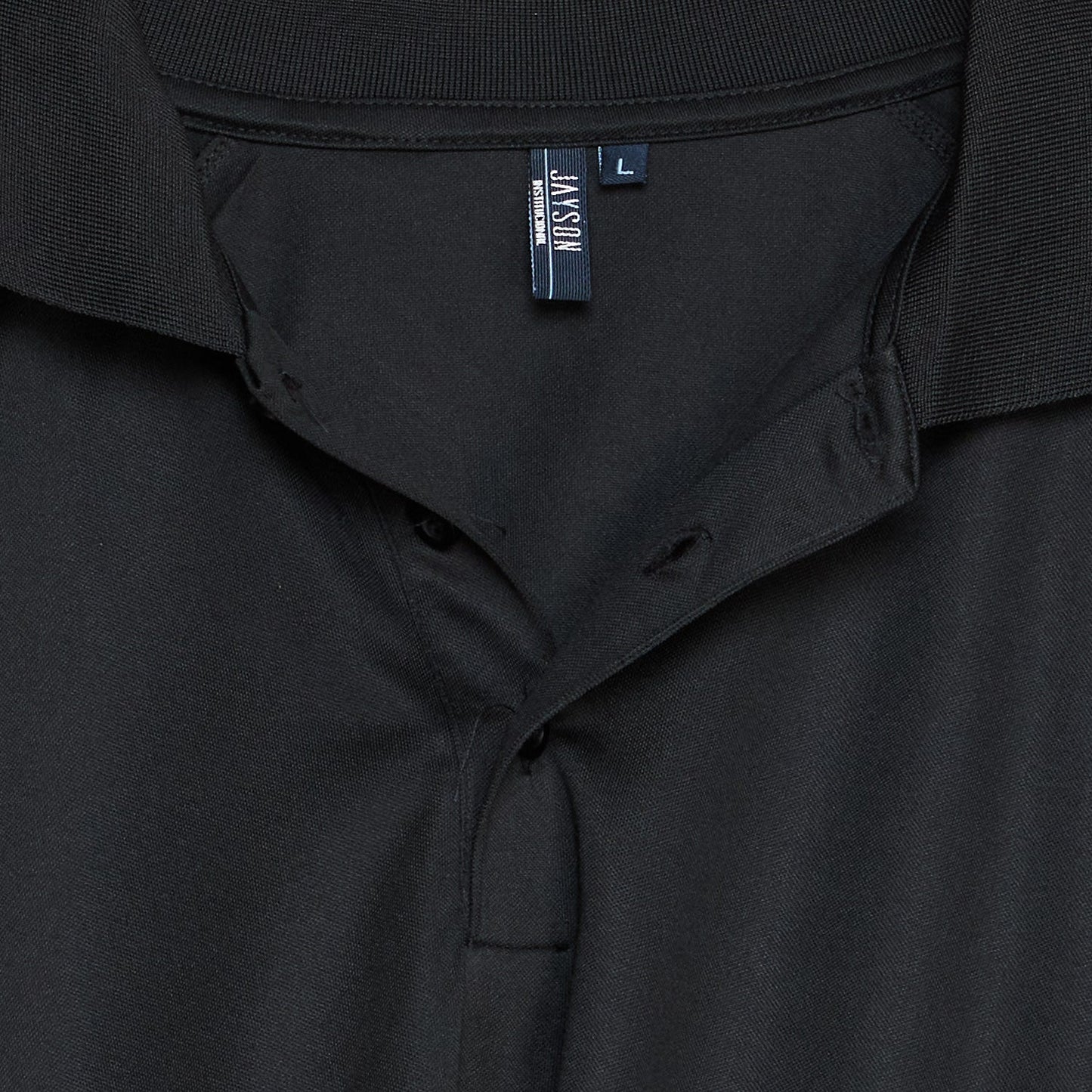 Polera Jayson Dry Fit Cuello Camisero Manga Larga Negro