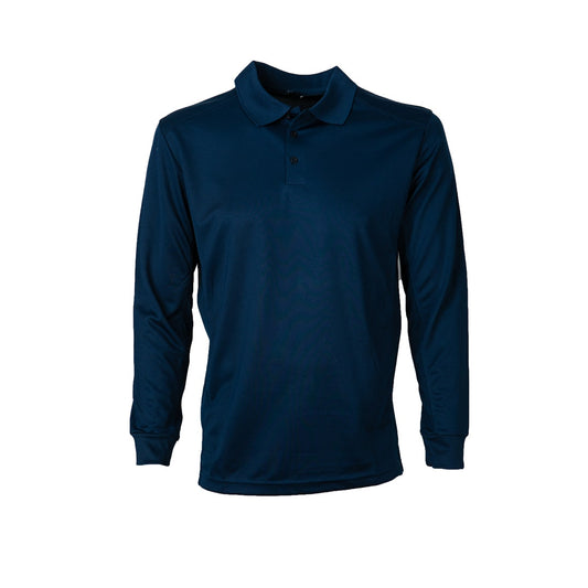 Polera Jayson Dry Fit Cuello Camisero Manga Larga Azul Marino