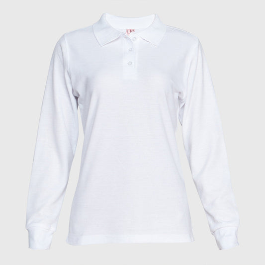 Polera Jayson Pique Manga Larga Mujer Blanca